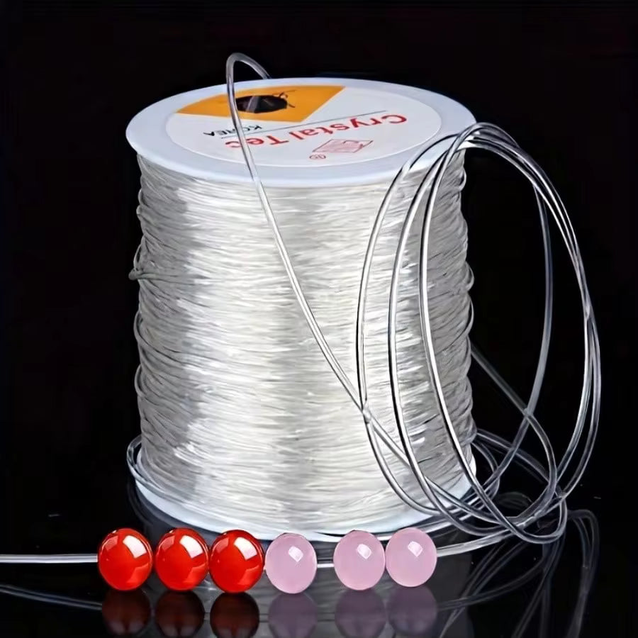 0.5-1.0mm Crystal Clear Elastic Stretchy Thread For DIY Beading, Jewelry Making, Handmade Craft Supplies - Perfect For Bracelet, Necklace, Clay Bead, Crystal String Projects - Soft,