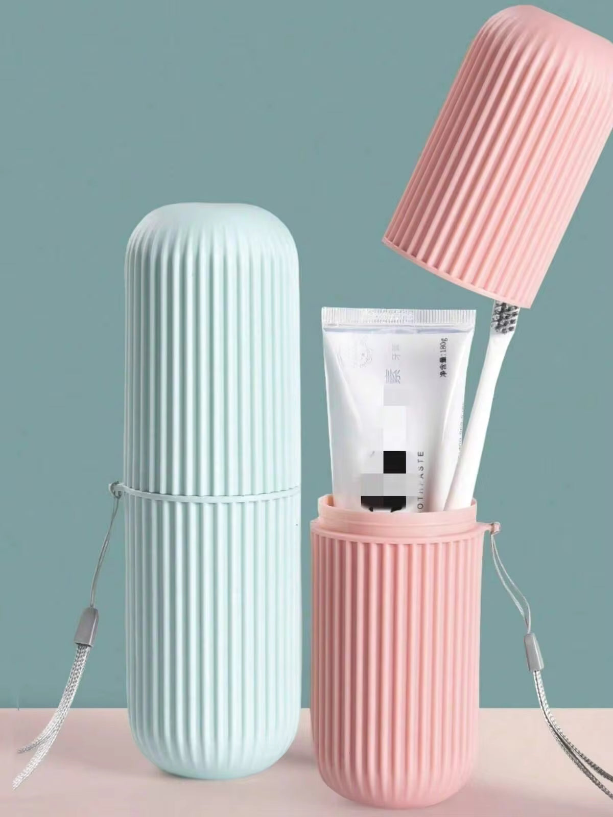 1/2 Portable Travel Mouthwash Cup Set With Lid And Storage Box