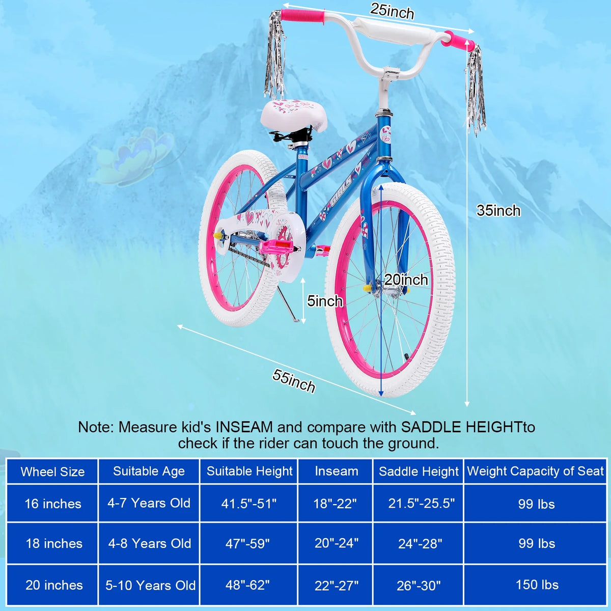 Vebreda 20 in Kids Bike Bicycle for 8 - 12 Years Old Kids, Blue